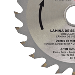 LAMINA DE SERRA CIRCULAR PARA MADEIRA 24 DENTES 110 MM CORTAG 60864