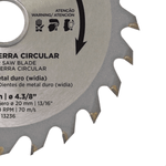 LAMINA DE SERRA CIRCULAR PARA MADEIRA 24 DENTES 110 MM CORTAG 60864