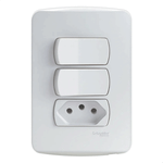 CONJUNTO 2 INTERRUPTORES SIMPLES 2P+T 10A 250V PL/BR MILUZ B  SCHNEIDER ELECTRIC S3B69050