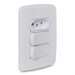 CONJUNTO 2 INTERRUPTORES SIMPLES 2P+T 10A 250V PL/BR MILUZ B  SCHNEIDER ELECTRIC S3B69050