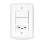 CONJUNTO 2 INTERRUPTOR 10A + 1 TOMADA 2P+T 20A 250V LUX2  TRAMONTINA 57145073
