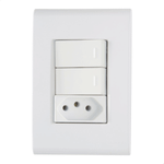 CONJUNTO 2 INTERRUPTOR 10A + 1 TOMADA 2P+T 10A 250V LIZ  TRAMONTINA 57170073