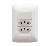 CONJUNTO 1 INTERRUPTOR SIMPLES 6A + 2 TOMADAS 2P+T 10A 250V ARIA TRAMONTINA 57241087