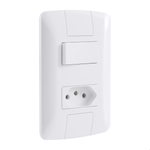CONJUNTO 1 INTERRUPTOR SIMPLES 6A + 1 TOMADA 2P+T 20A 250V ARIA TRAMONTINA 57241044