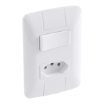 CONJUNTO 1 INTERRUPTOR SIMPLES 6A + 1 TOMADA 2P+T 20A 250V ARIA TRAMONTINA 57241044