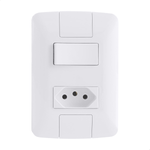 CONJUNTO 1 INTERRUPTOR SIMPLES 6A + 1 TOMADA 2P+T 20A 250V ARIA TRAMONTINA 57241044