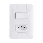CONJUNTO 1 INTERRUPTOR SIMPLES 6A + 1 TOMADA 2P+T 10A 250V ARIA TRAMONTINA 57241064
