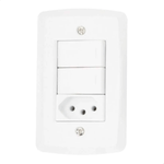 CONJUNTO 1 INTERRUPTOR SIMPLES 10A + 1 TOMADA 2P+T 10A 250V  LIZ TRAMONTINA 57170264