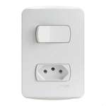 CONJUNTO 1 INTERRUPTOR SIMPLES + 2P+T 10A 250V PL/BR MILUZ B  SCHNEIDER ELECTRIC S3B69030