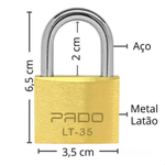 CADEADO SM 2 LT-35MM 4 CHAVES IGUAIS PADO 51005516