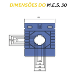 TRANSFORMADOR DE CORRENTE JANELA 50/5 - TC MES 30 50/5 JNG 13047