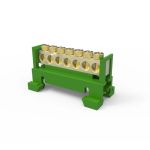 BORNEIRA 7 FUROS COM SUPORTE DIN VERDE ENERBRAS SBTN-E7T.