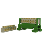 BORNEIRA 7 FUROS COM SUPORTE DIN VERDE ENERBRAS SBTN-E7T.