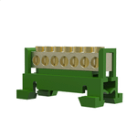 BORNEIRA 7 FUROS COM SUPORTE DIN VERDE ENERBRAS SBTN-E7T.