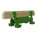 BORNEIRA 12 FUROS COM SUPORTE DIN VERDE ENERBRAS SBTN-E12T.