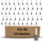 TERMINAL TUBO SIMPLES 4,0MMX8MM CINZA - 50 UNIDADES G20 TPT10409