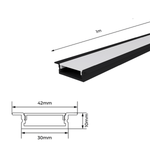 PERFIL DE EMBUTIR 26 x 17 MM 3M PRETO OPL ILUMINAÇÃO 3401