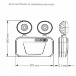 BLOCO AUTONOMO DE EMERGENCIA FAROL 1200 LUMENS DER/03 TASCHIBRA 15010013-03