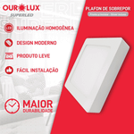 PAINEL SOBREPOR QUADRADO 24W 4000K BIVOLT OURO LUX 03213B