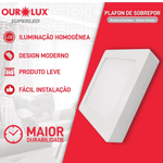 PAINEL LED SOBREPOR 12W BIV4000K QUADRADO OURO LUX 03217B