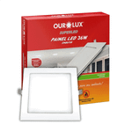 PAINEL LED EMBUTIR 36W 2700K QUADRADO  OURO LUX 03203A