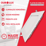 PAINEL LED EMBUTIR 36W 2700K QUADRADO  OURO LUX 03203A