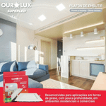 PAINEL LED EMBUTIR 36W 2700K QUADRADO  OURO LUX 03203A