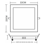 PAINEL LED 18W LYS QUADRADO EMBUTIR 3000k TASCHIBRA 15140164