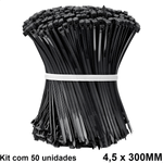ABRACADEIRA DE NYLON 4,5 X 300MM C/50 UM PRETO G20 ABN45306 