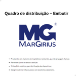 QUADRO DISTRIBUICAO EMBUTIR 18 POLOS DE DISJUNTORES PADRAO DIN QDE-18 MARGIRIUS 22565
