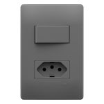 1 INTERRUPTOR SIMPLES E 1 TOMADA ONIX 2P+T 10A/250V COM PLACA SHO  FAME 06345904