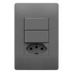 2 INTERRUPTORES SIMPLES E 1 TOMADA ONIX 2P+T 10A/250V COM PLACA SHO  FAME 06345944