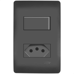 1 INTERRUPTOR SIMP E 1TOM PRETA 2P+T 20A/250V C/P SHP FAME 063.4063.4
