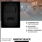 1 INTERRUPTOR SIMP E 1TOM PRETA 2P+T 10A/250V C/PLACA SHP FAME 063.4061.4
