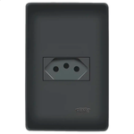 TOMADA PRETA 2P+T 10A/250V C/PLACA HABITAT BLACK FAME 062.4052.4