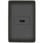 TOMADA USB BIVOLT 15W 5V 3A COM PLACA HABITAT BLACK FAME 062.4415.4