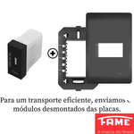 TOMADA USB BIVOLT 15W 5V 3A COM PLACA HABITAT BLACK FAME 062.4415.4