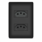 CONJUNTO COM PLACA 2 TOMADAS 4X2 2P+T 20A/250V~DISTANCIADAS HABITAT BLACK FAME 062.4058.4