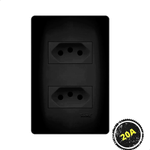 CONJUNTO COM PLACA 2 TOMADAS 4X2 2P+T 20A/250V~DISTANCIADAS HABITAT BLACK FAME 062.4058.4