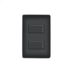 2 INTERRUPTORES 4X2 SIMPLES DISTANCIADOS 16A/250V C/PLACA HABITAT BLACK FAME 061.4050.4
