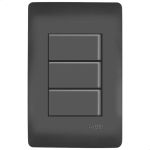 3 INTERRUPTORES SIMPLES PRETO C/PLACA SHP FAME 061.4051.4