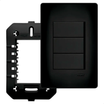 3 INTERRUPTORES SIMPLES PRETO C/PLACA SHP FAME 061.4051.4