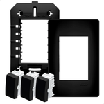 3 INTERRUPTORES SIMPLES PRETO C/PLACA SHP FAME 061.4051.4