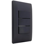 3 INTERRUPTORES SIMPLES PRETO C/PLACA SHP FAME 061.4051.4