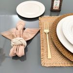 Conjunto com 2 Guardanapos Ponto Ajour Taupe
