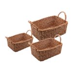 Conjunto com 3 Cestas Retangulares com Alças de Fibra Natural - Wolff