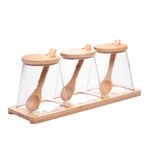 Conjunto com 3 Potes com Tampa, Colher e Bandeja em Bambu Classic - Wolff