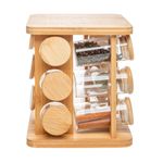 Conjunto com 12 Potes com Tampa Hermética e Rack Giratório em Bambu 120ml - Wolff