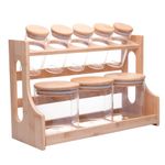 Conjunto com 8 Potes em Borossilicato com Tampa Hermética e Rack em Bambu 500ml/120ml - Wolff