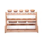 Conjunto com 8 Potes em Borossilicato com Tampa Hermética e Rack em Bambu 500ml/120ml - Wolff
